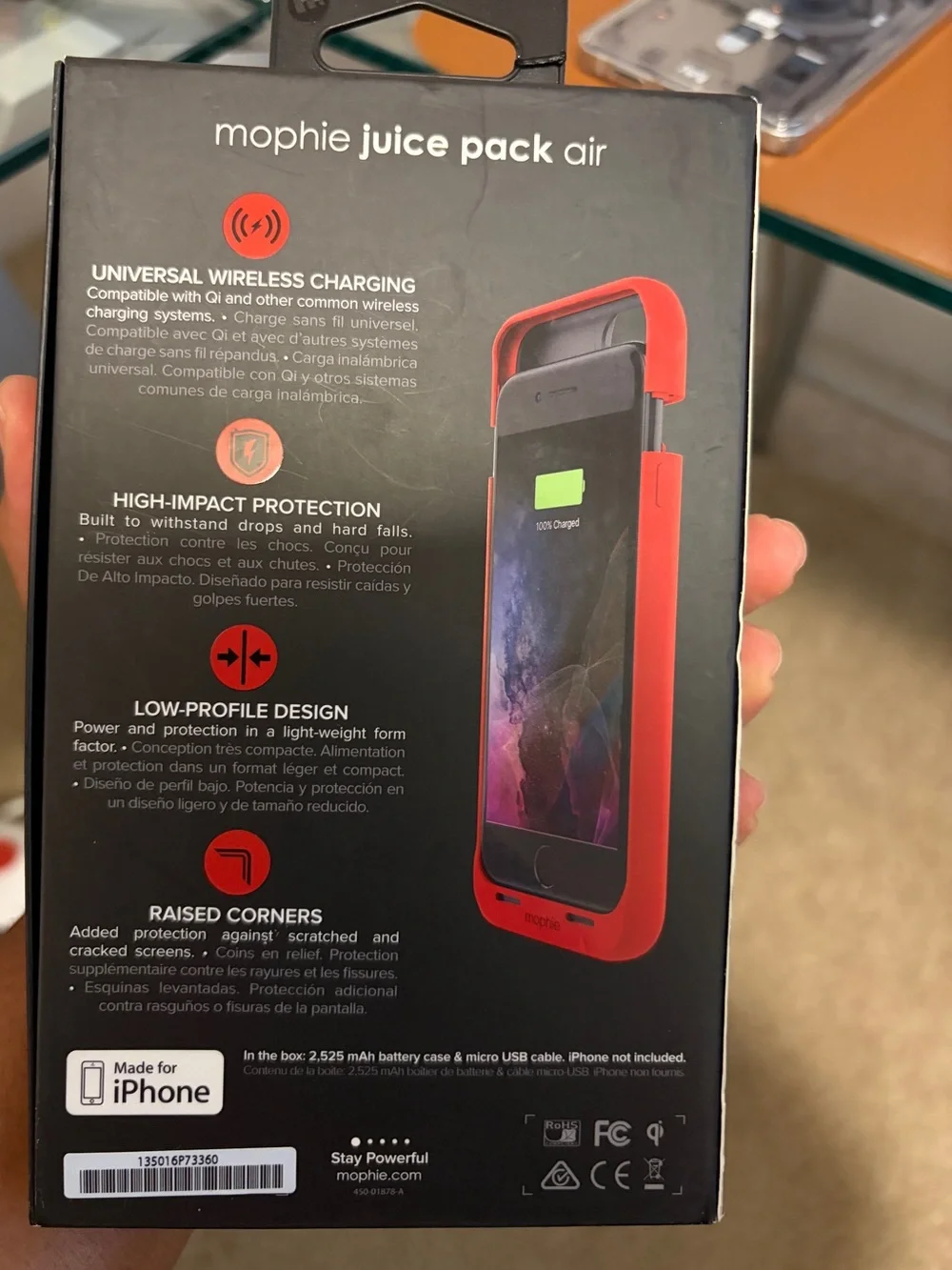 Mophie Juice Pack Air Protective Battery Case for iPhone 7 - Red